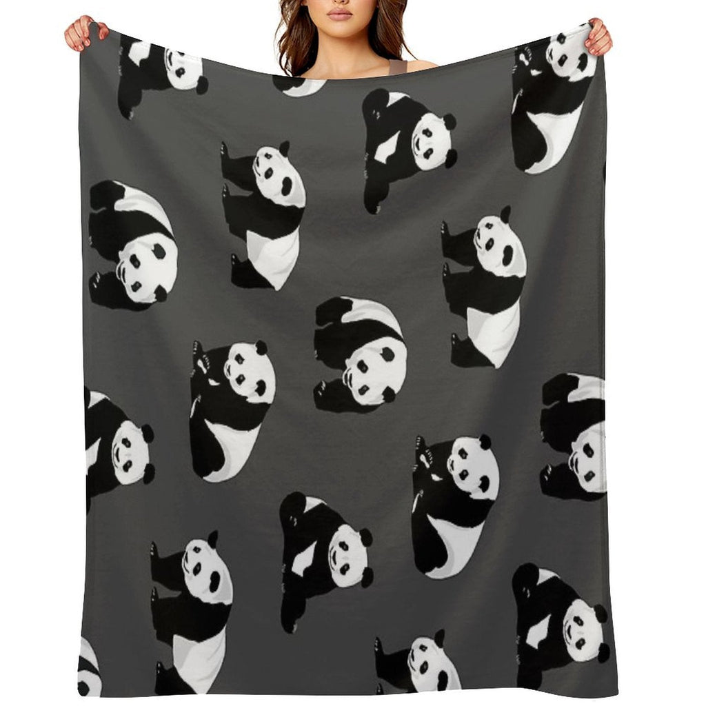 Pandas on Grey Versatility Throw Blanket